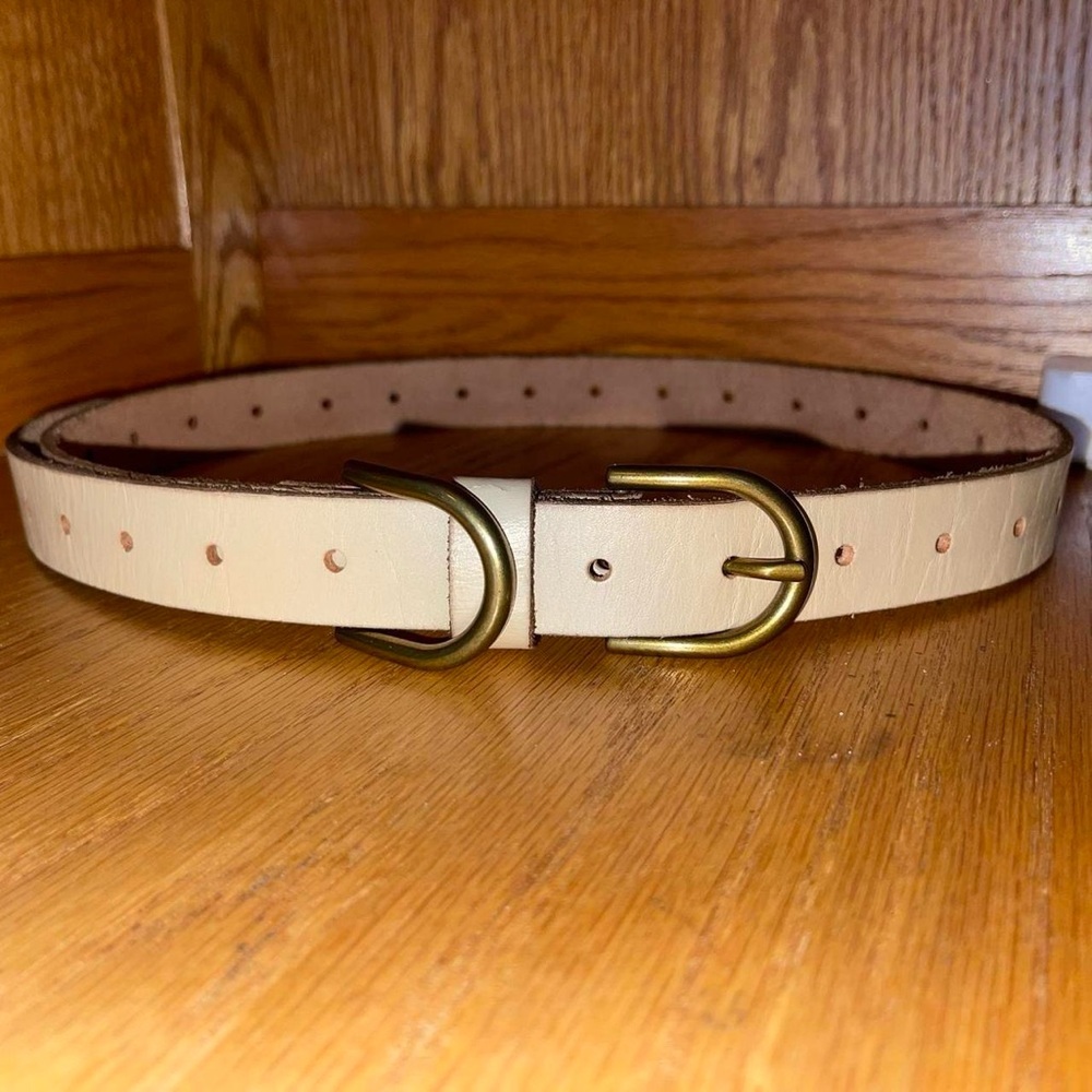 Genuine Leather Tan Beige Belt with Brads Hardware Size Small